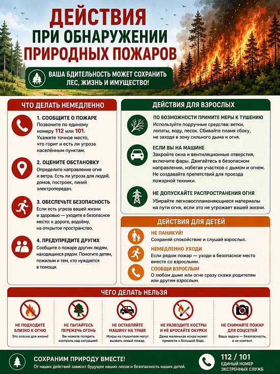 Что делать при обнаружении природного пожара
