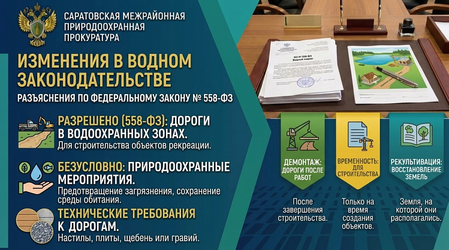 Саратовская межрайонная природоохранная прокуратура разъясняет изменения, внесенные в водное законодательство