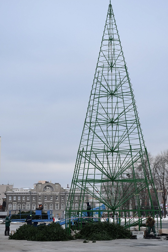 Продолжается установка главной елки города