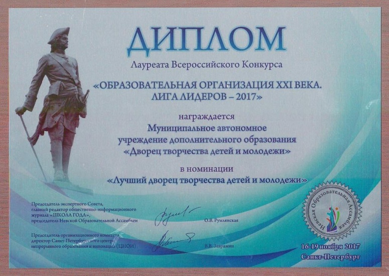 Дворец творчества детей и молодежи стал 
Лауреатом Всероссийского конкурса