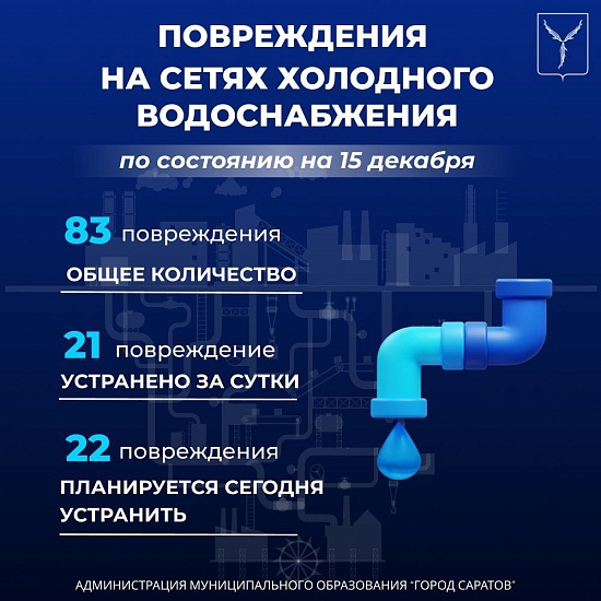 Фиксируется высокая аварийность сетей 
холодного водоснабжения