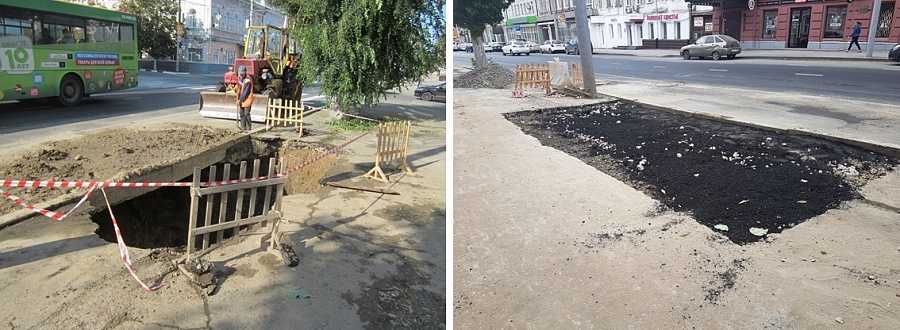 На центральных улицах оперативно благоустраивают 
места производства вскрышных работ
